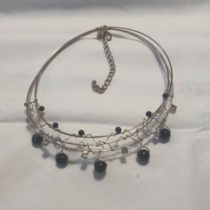 Black bead and rhinestone choker 8-10 in